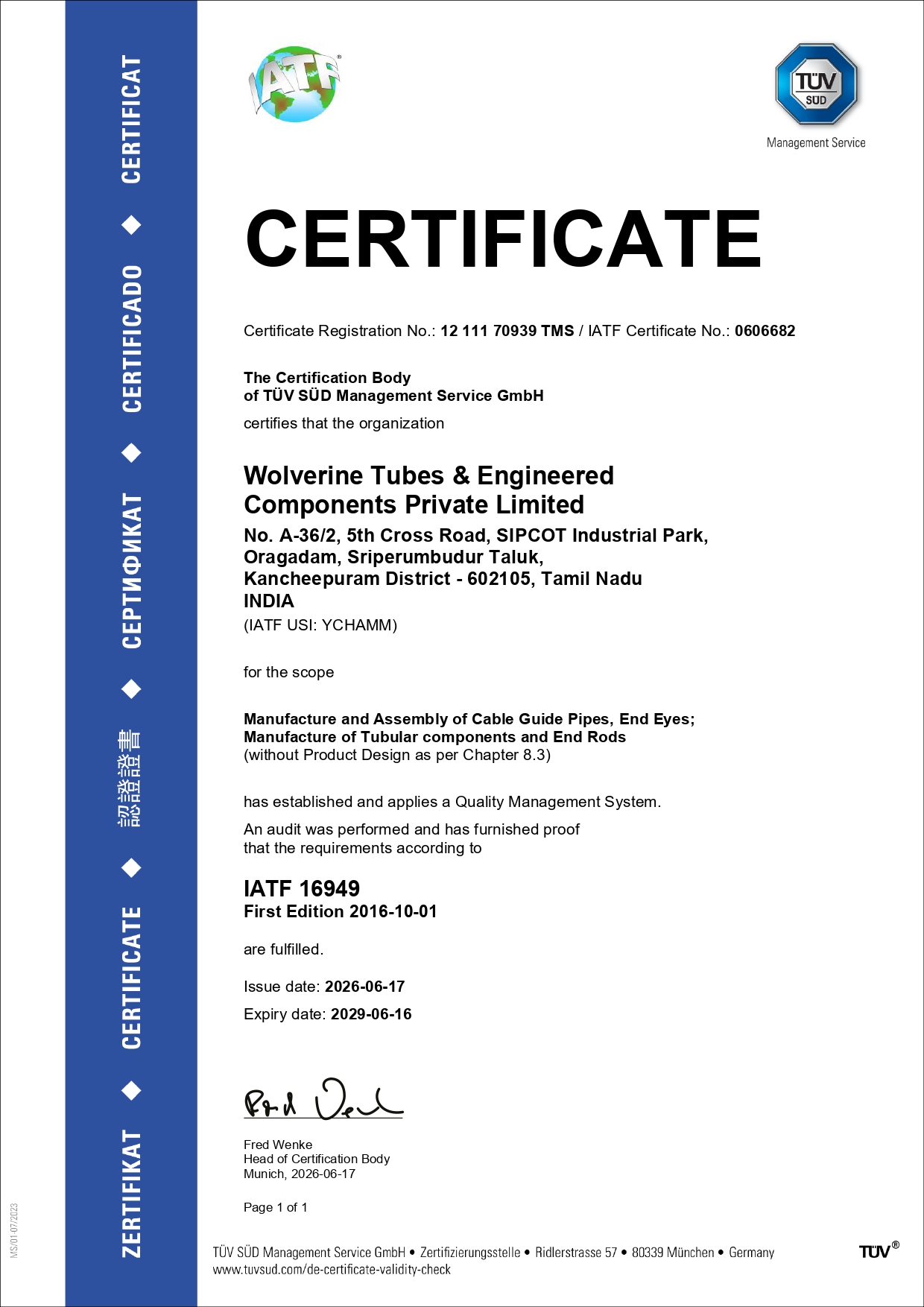 Certificate